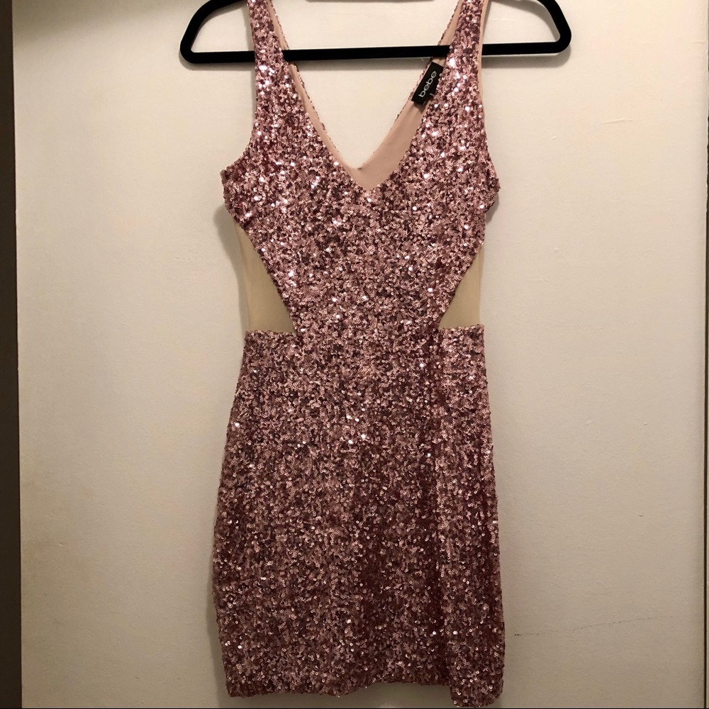 BEBE XS Mini Dress with Mesh Sides!